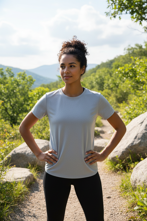 Women's Gray Athletic Tee - Clean